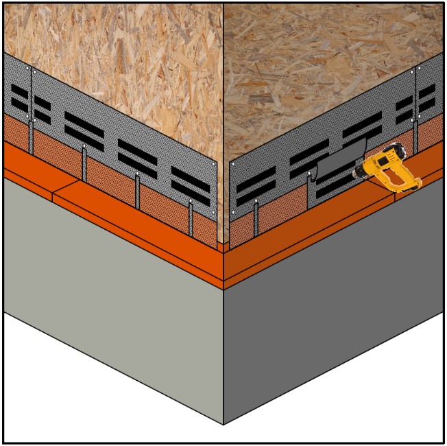 Прогрев клеевых полос фасадной плитки строительным
                        феном brick.jpg